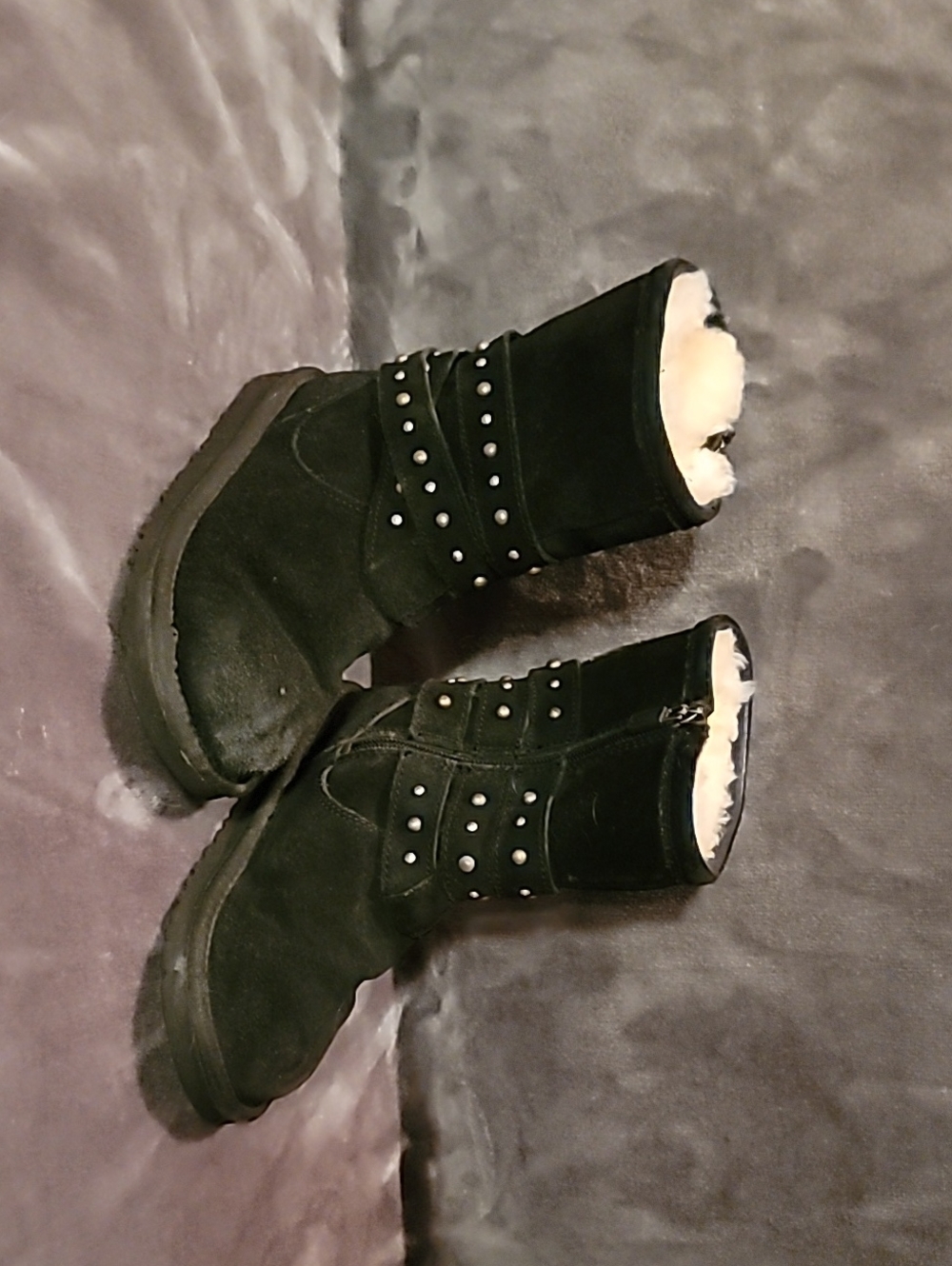 UGG Black Studded Shearling-Lined Kids Boots